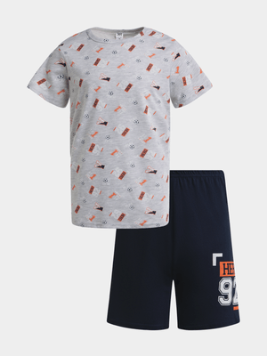 Jet Younger Boys Grey/Navy Hero Pyjama Set