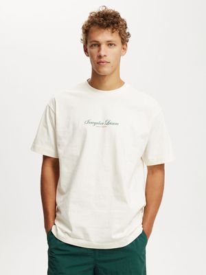 Men's Cotton On Cream Box Fit Text T-Shirt