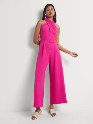 Halterneck Belted Jumpsuit