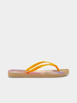 Women's Ipanema Beige & Orange Sem Igual Flip Flops