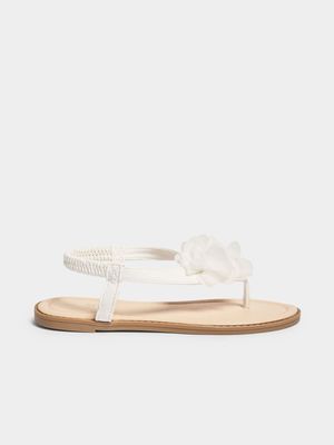 Jet Older Girls White Flower Sandals