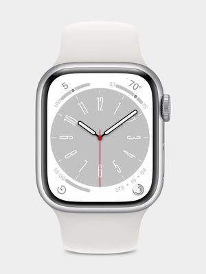 Apple Watch Series 8 GPS + Cellular 41mm Silver Aluminium Case with White Sport Band - Regular