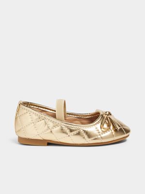 Jet Younger Girls Gold Quilted Pumps