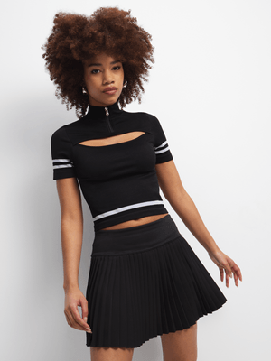 Women's Black Pleated Mini Skirt