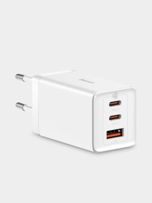 Baseus GaN5 Pro 65W Fast Charger with 3 Ports, 2 USB-C + USB-A EU