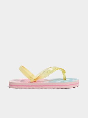 Jet Younger Girls Cerise Daisies Flip Flops