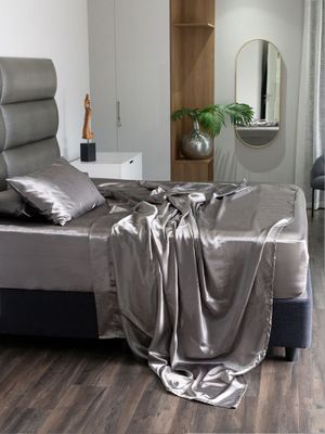 Linen House Satin Sheet Set Charcoal