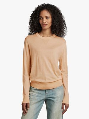 G-Star Women's Core Round Neck Natural Knitted Top