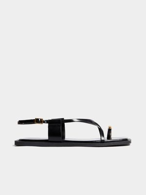 Gold Toe Loop Flat Sandals