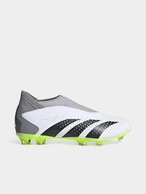 Junior adidas Predator Accuracy.3 Laceless White/Lucid Lemon Boots