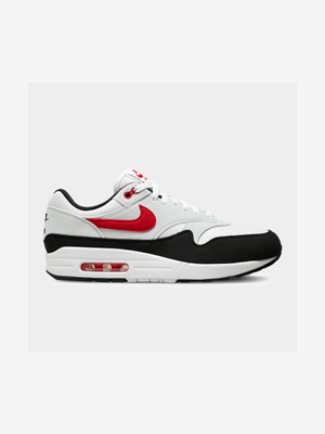 Nike Men's White/Red/Grey Air Max 1 Sneaker