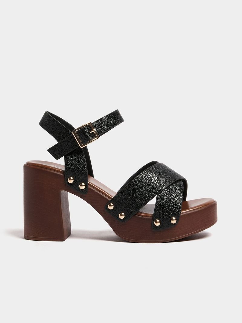 Women s Black Wooden Platform Heels Bash