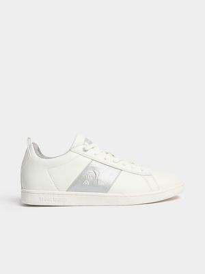 Womens Le Coq Court Classic White/Silver Sneakers