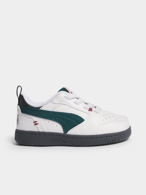 Puma Toddler Rebound V6 White/Teal Sneaker