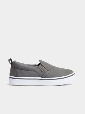 Jet Youth Boys PU Slip-on Grey Active Footwear