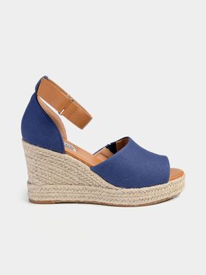 Women's Madison Navy Laura Full Vamp Espadrille Wedges