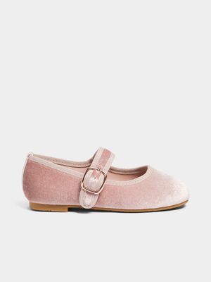 Jet Younger Girls Pink Velour Pumps