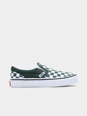 Vans Kids Checkerboard Classic Slip-On Green Sneaker