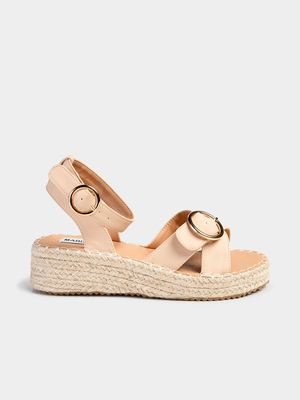 Women's Madison Nude Lilith Buckle Detail Espadrille Wedges