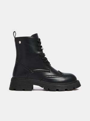 Women's Black Brogue Boot