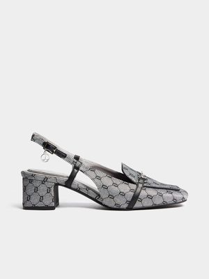 Luella Branded Jacquard Block Heels