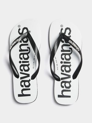 Mens Havaianas Top Logo Mania White Flip Flops