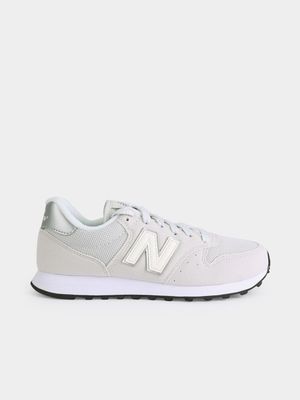 Women's New Balance 500 White/Silver Sneaker