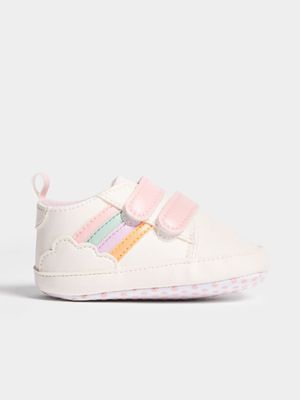 Jet Infant Girls White/Rainbow Court Sneaker