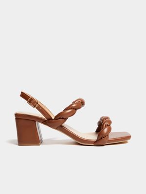 Women's Tan Braided Block Heels