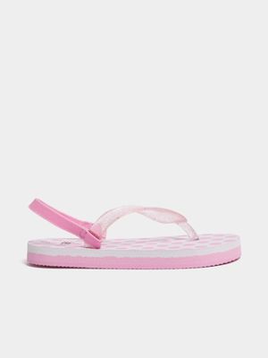 Jet Younger Girls Cerise Polka Dot Flip Flops