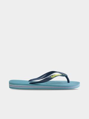 Mens Havaianas Brazil Logo Blue Flip Flops