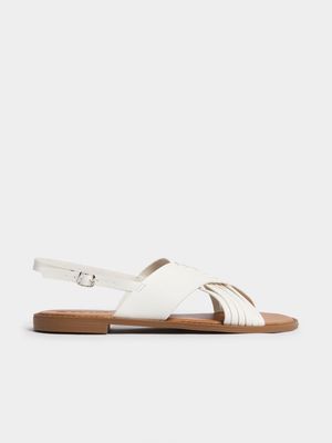 Women's White Crossover Sandals