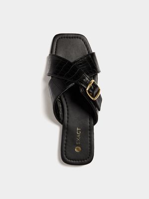 Women's Black Crossover Sandals