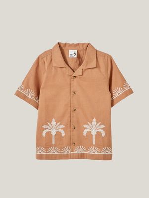 Cotton On Kids Boy Brown Cabana Short Sleeve Shirt