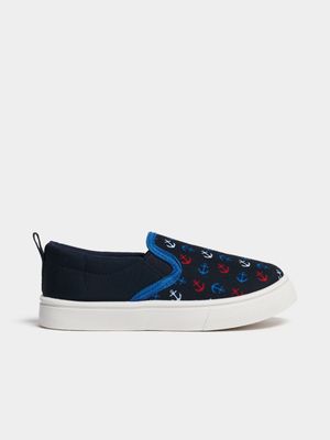 Jet Younger Boys Navy Slip On Sneaker