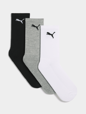 Puma Unisex 3 Pack Cat Logo Tennis Muticolour Socks