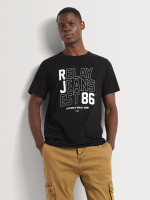 Men's Relay Jeans Slim Fit Outline Black Graphic T-Shirt