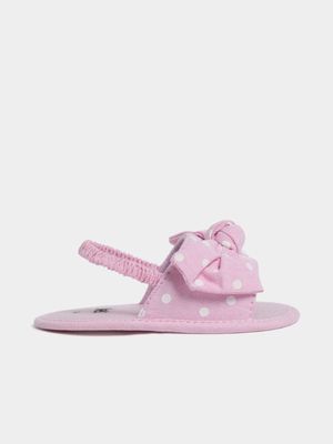 Jet Infant Girls Pink Polka Dot bow Sandals