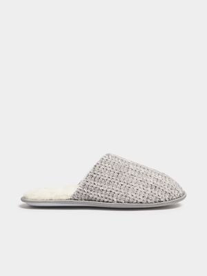 Jet Women's Grey Chenille Closed Toe Slippers