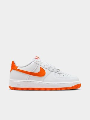 Nike Junior Air Force 1 White/Orange Sneaker