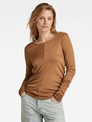 G-Star Women's Gathered Brown Slim T-Shirt