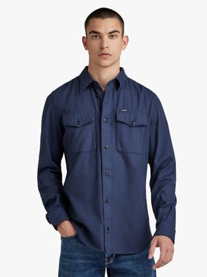 G-Star Men's Marine Sartho Blue Slim Shirt