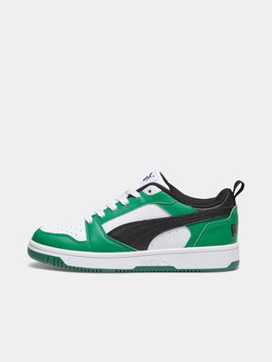 Junior Grade-School Puma Rebound Green/White/Black Shoes