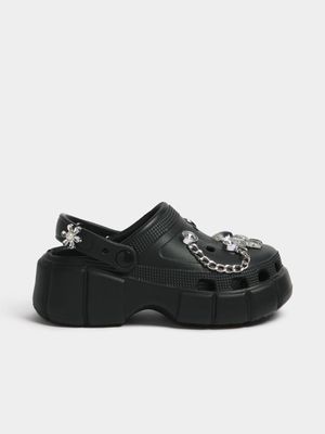 Jet Older Girls Black/Silver Jibbet Clogs