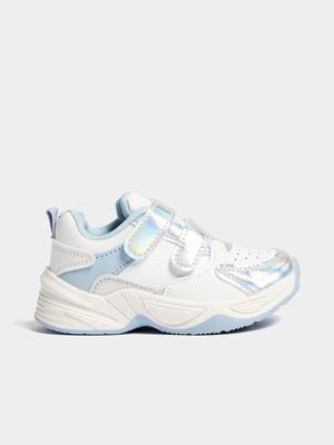 Jet Younger Girls White/Blue Sneakers