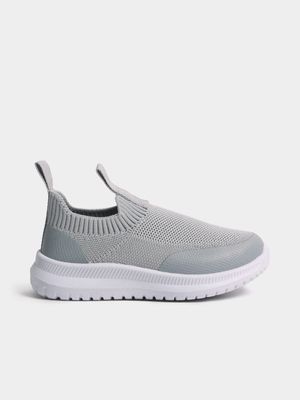 Jet Younger Girls Grey Knit Sneakers