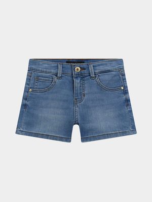 Girl's Guess Light Blue Stretch Denim Shorts