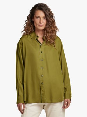 G-Star Women's Olive Green Dress Shirt