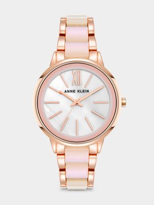 Anne Klein Rose Plated  & Irridescent Plastic Bracelet Watch