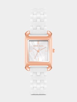 Anne Klein Rose Plated White Bracelet Watch